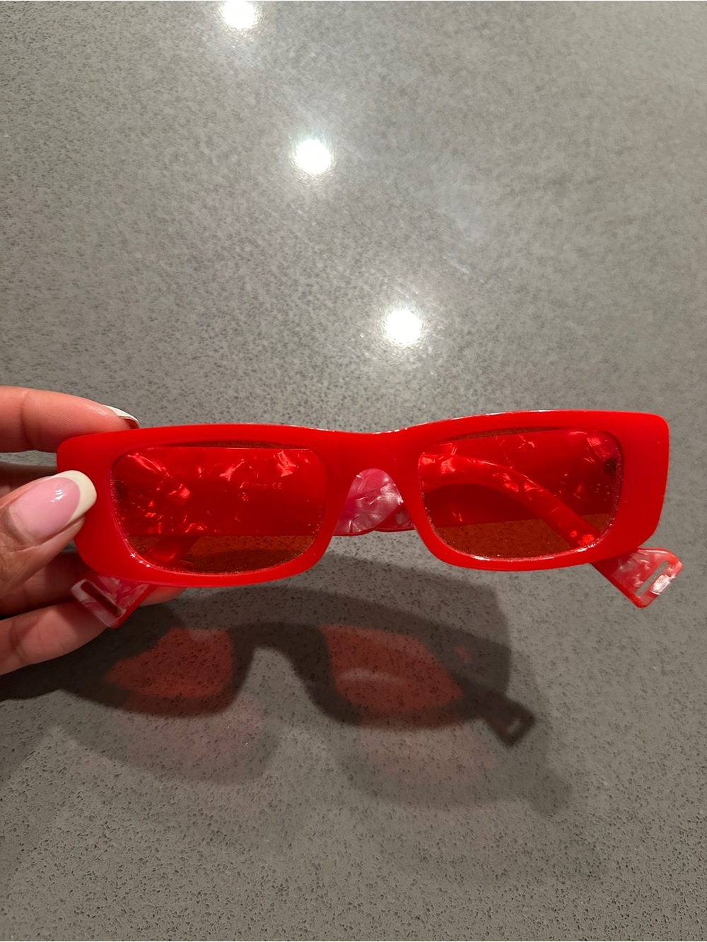 Red Rectangular Fashion Sunglasses